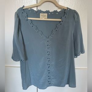 NWOT Sezane Ilonie Silk Blouse Short Sleeve